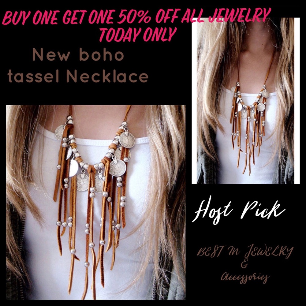 New in...Boho chic necklace Faux suede tie adjust - Picture 1 of 2